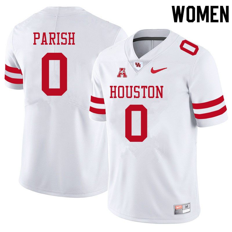 Women #0 Derek Parish Houston Cougars College Football Jerseys Sale-White